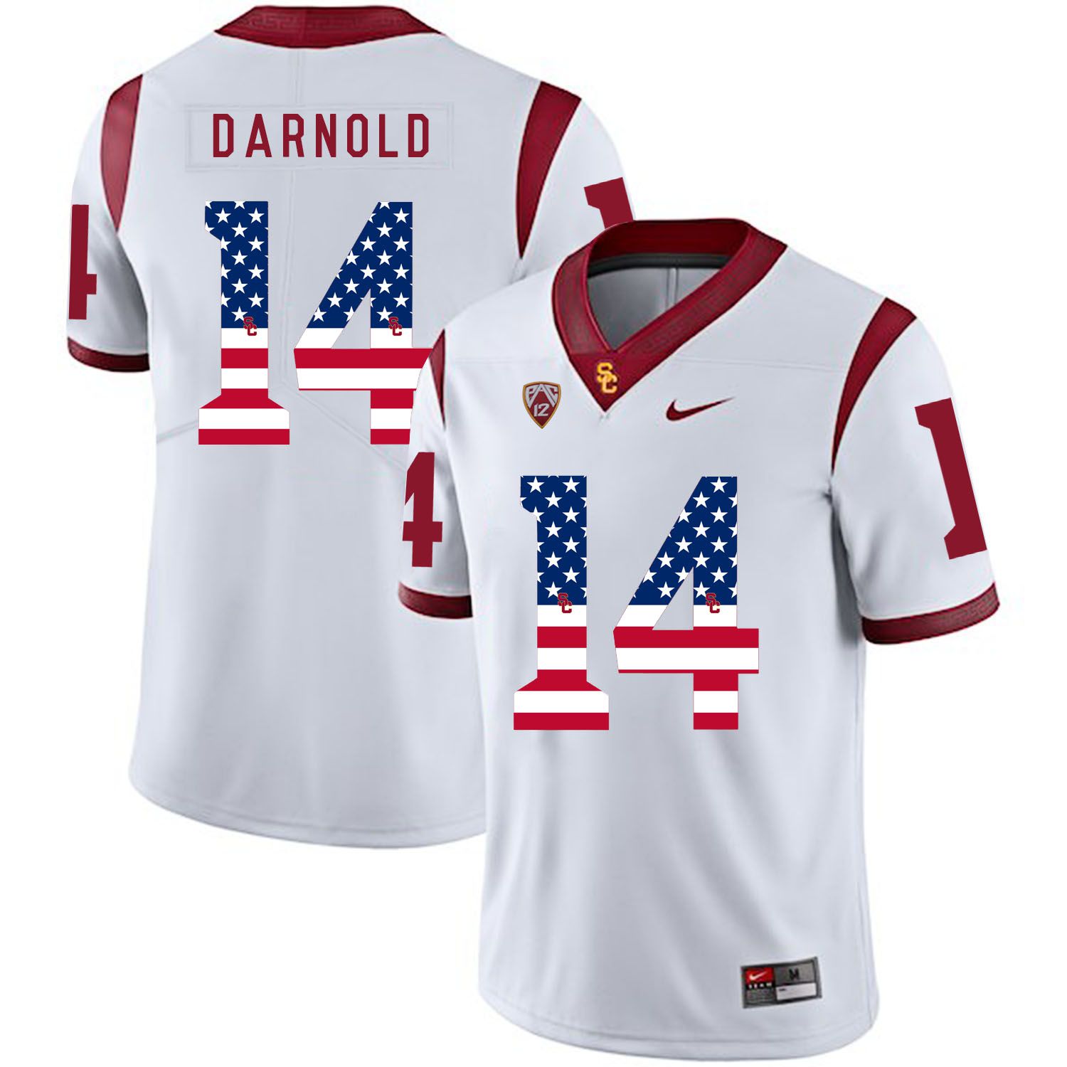 Men USC Trojans #14 Darnold White Flag Customized NCAA Jerseys->customized ncaa jersey->Custom Jersey